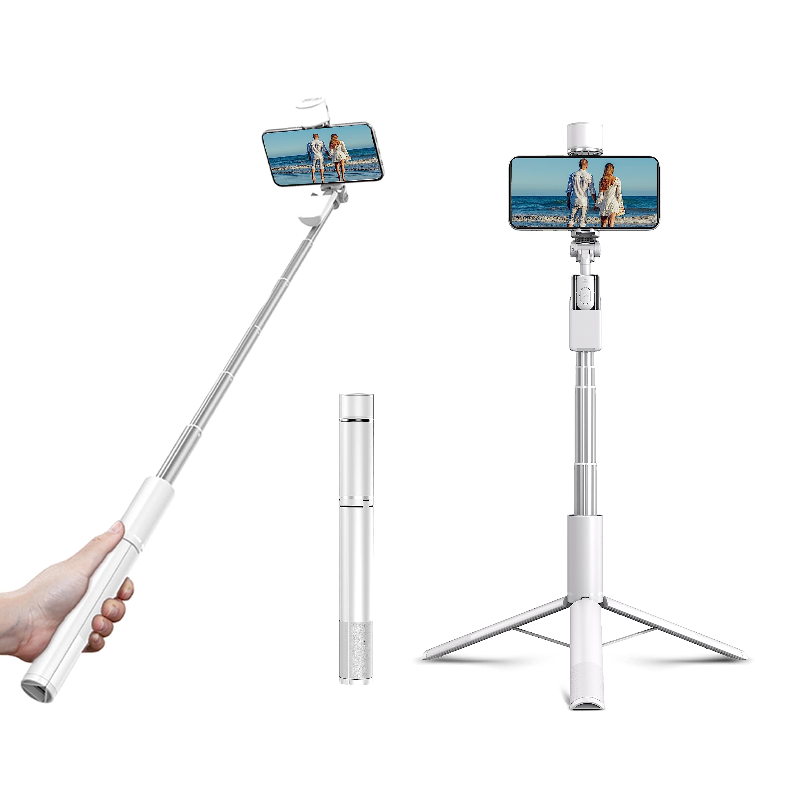 Selfie Stick Tripod with Remote & RGB Light for iPhone Android - Travel & Vlogging
