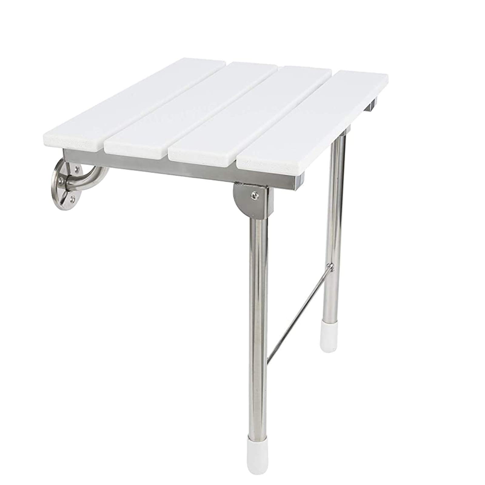 Foldable Wall-Mounted Shower Seat - Sturdy Wooden Bathtub Safety Stool with Support Legs (200kg Capacity) - Ideal for Elderly, Disabled & Seniors - Perfect for Bathroom Safety & Assisted Bathing