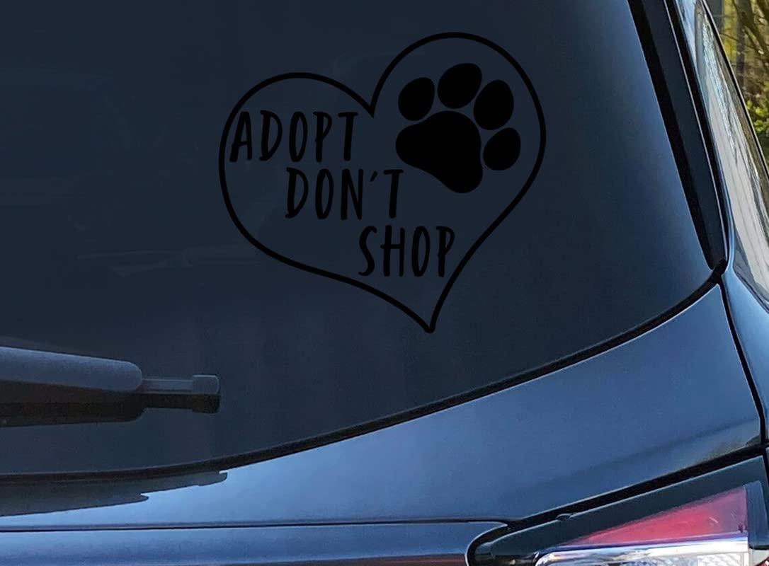 LYOMAN® Adopt Don't Shop Stickers - Dog Lover Decals, Animal Welfare Paws Sticker for Cars, Laptops & Water Bottles - Black Vinyl Decal for Pet Parents & Animal Rescue Supporters