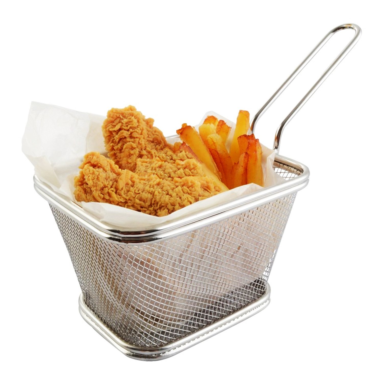 Best Stainless Steel Fryer Basket for Chips & French Fries - 5 Inch Large Cooking Utensil for Serving, Straining & Food Presentation | Perfect for Restaurants, Home Kitchens & Outdoor BBQs