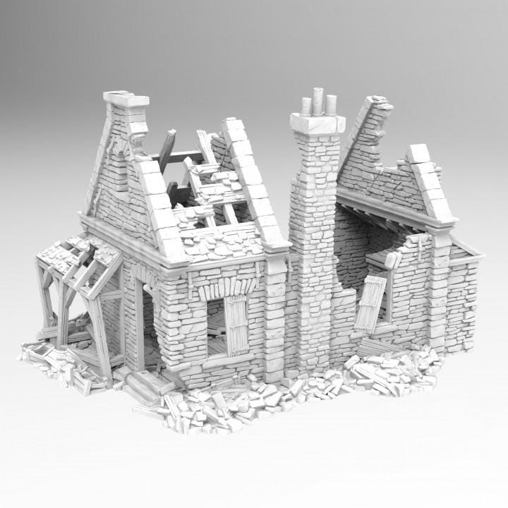 Walter's Bakery Ruin Terrain for DnD, Pathfinder, Bolt Action & Revolutionary War Tabletop RPG Scenery – Perfect for Wargaming, Dungeon Crawls & Historical Battle Dioramas