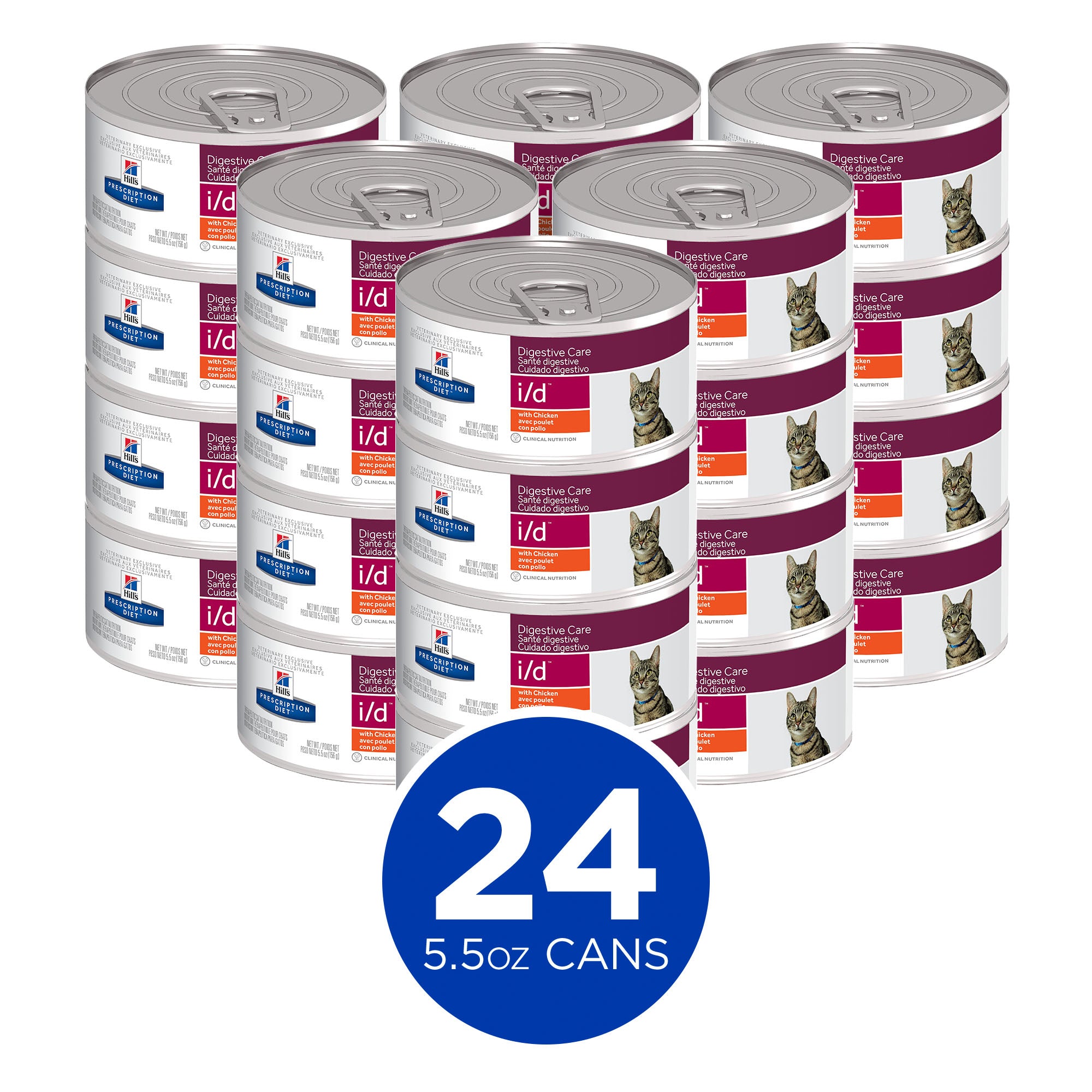 Hill's Science Diet Feline I/D Digestive Care Wet Cat Food with Chicken - 5.5oz (24 Cans) - Ideal for Cats with Sensitive Stomachs & Digestive Issues