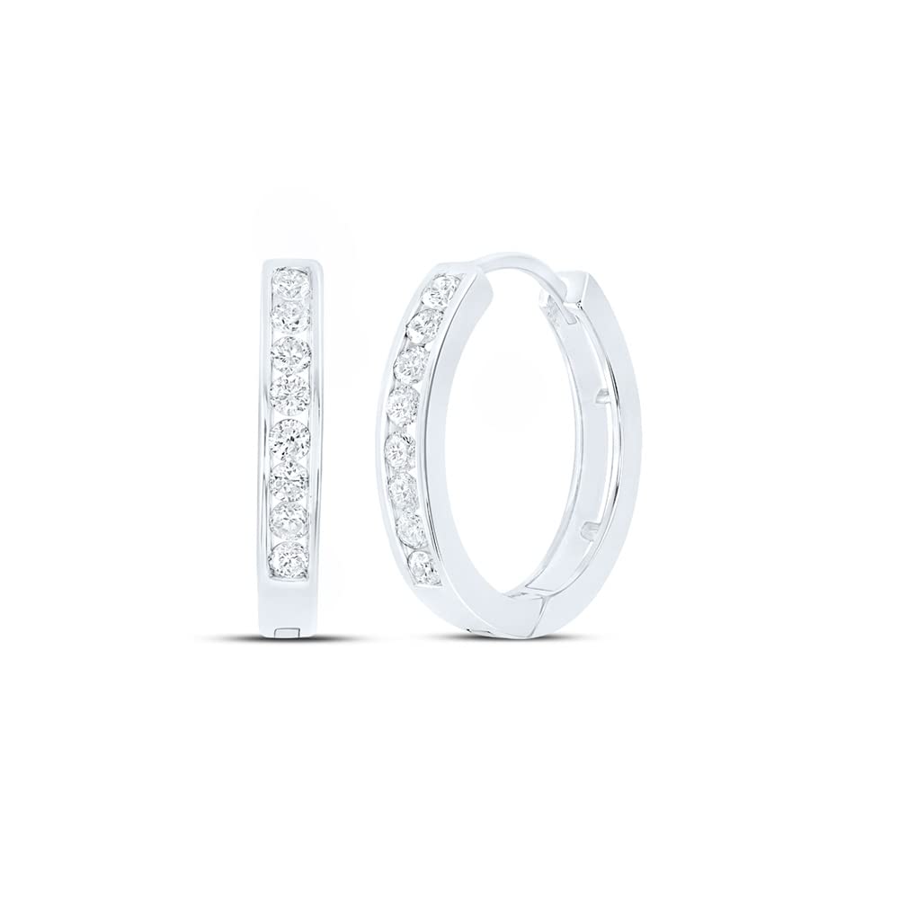 10K White Gold Women's Round Diamond Hoop Earrings - 1/2 Carat Total Weight (1/2 CTTW) - Perfect for Weddings, Parties & Everyday Elegance