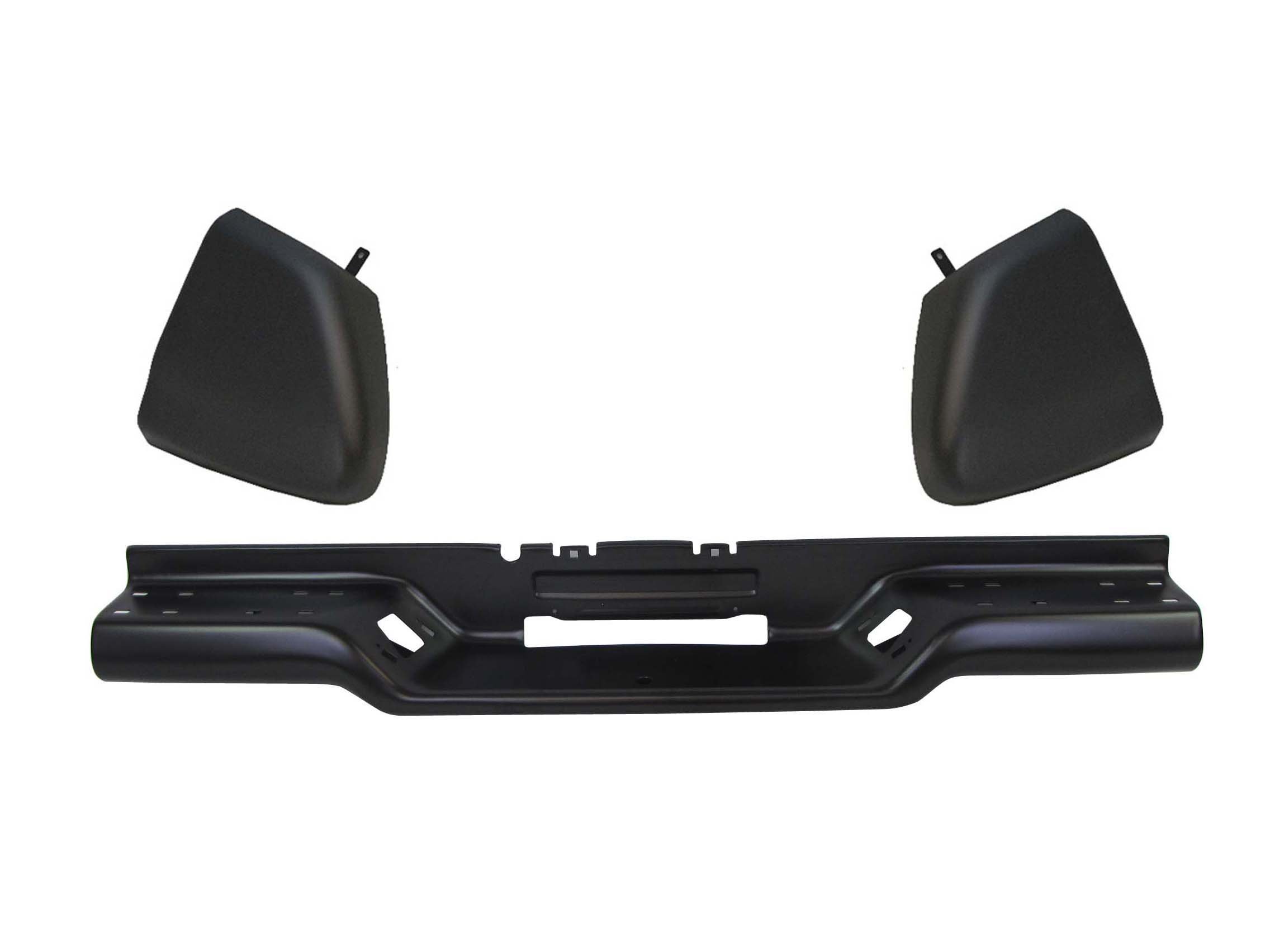 94-97 Chevy S10 Sonoma Fleetside Rear Bumper Black Face Bar Extension Kit - 3 Piece Set (GM1104138, GM1105138, GM1102166) - Perfect for Truck Restoration & Off-Road Protection
