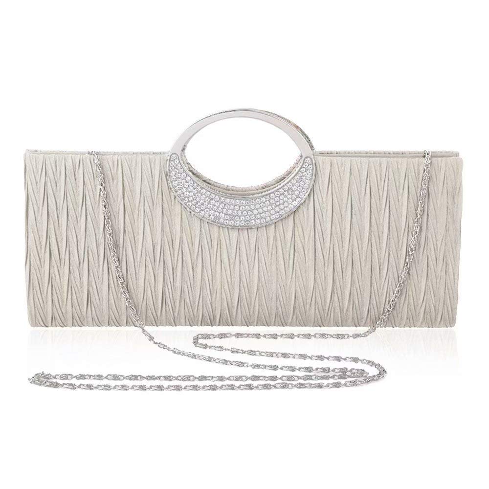 Sparkly Rhinestone Satin Pleated Clutch Purse for Women - Elegant Evening Bag for Wedding, Prom, Party & Special Occasions | Perfect Bridal Accessory & Formal Event Handbag