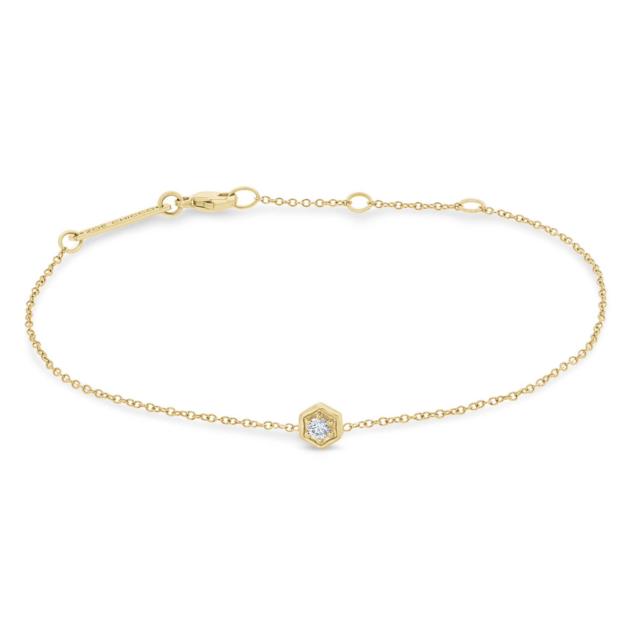 14K Gold Diamond Hexagon Bracelet for Women - Elegant Stackable Jewelry Gift for Birthday, Anniversary & Special Occasions