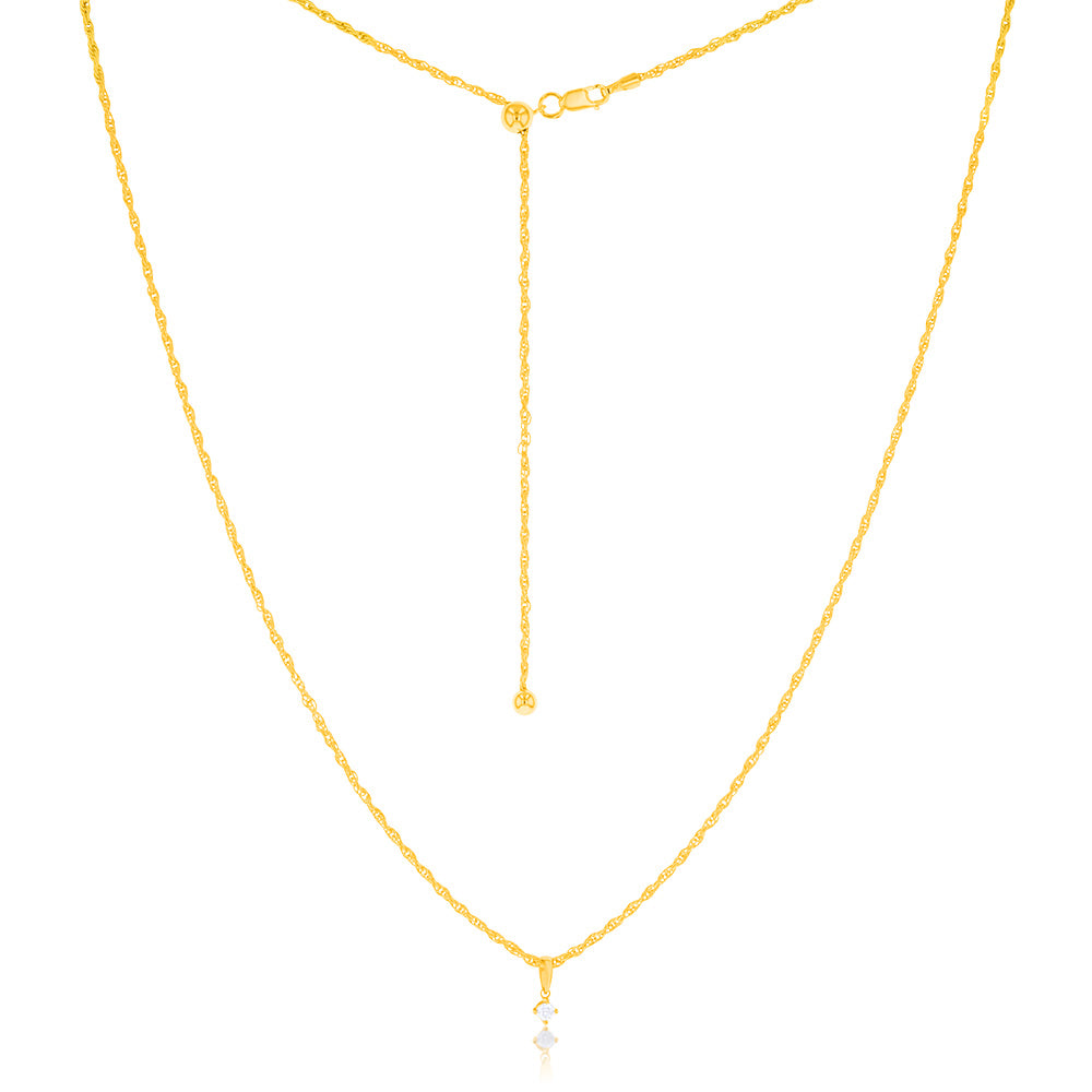 14K Gold Plated Sterling Silver 1/10 Carat Diamond Pendant Necklace with Adjustable 60cm Chain - Elegant Jewelry Gift for Women, Perfect for Weddings, Anniversaries & Special Occasions
