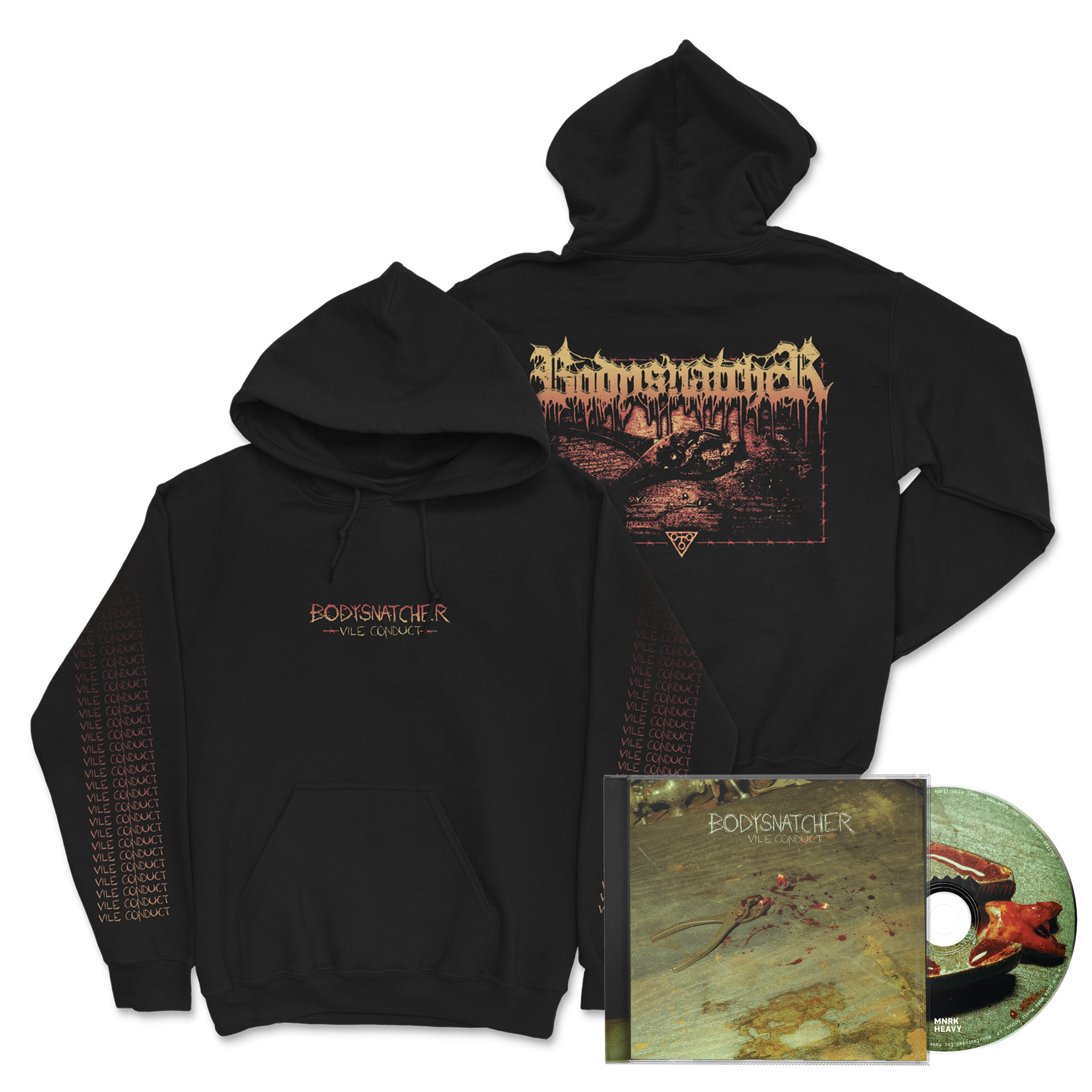 Bodysnatcher Vile Conduct Hoodie & CD Bundle - Heavy Metal Merchandise for Concerts & Mosh Pits | Official Band Merch