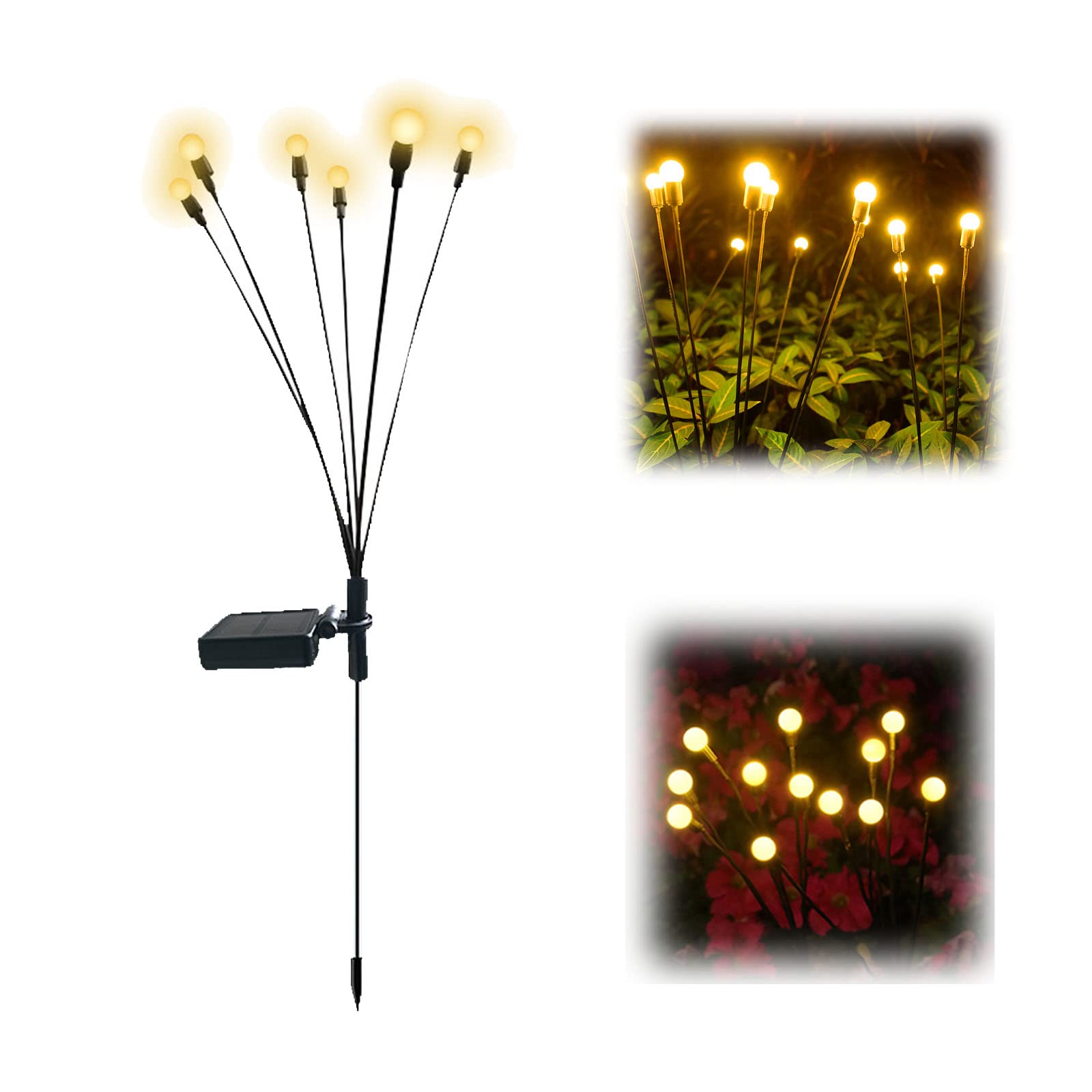 Solar Powered Firefly Lights Outdoor Waterproof - Wind Swaying Solar Garden Lights, Decorative String Lights for Patio, Yard, Pathway (White, 1 Pack) - Perfect for Backyard Decor, Landscape Lighting & Evening Ambiance