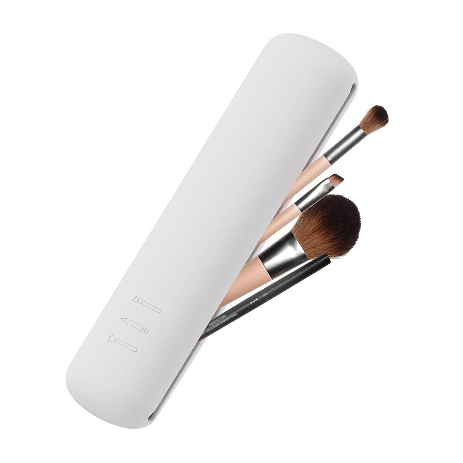 Premium Travel Silicone Makeup Brush Holder - Soft Waterproof Cosmetic Organizer Bag for Women, Portable Makeup Brush Storage Case (White) | Perfect for Travel, Home Use & Professional Makeup Artists