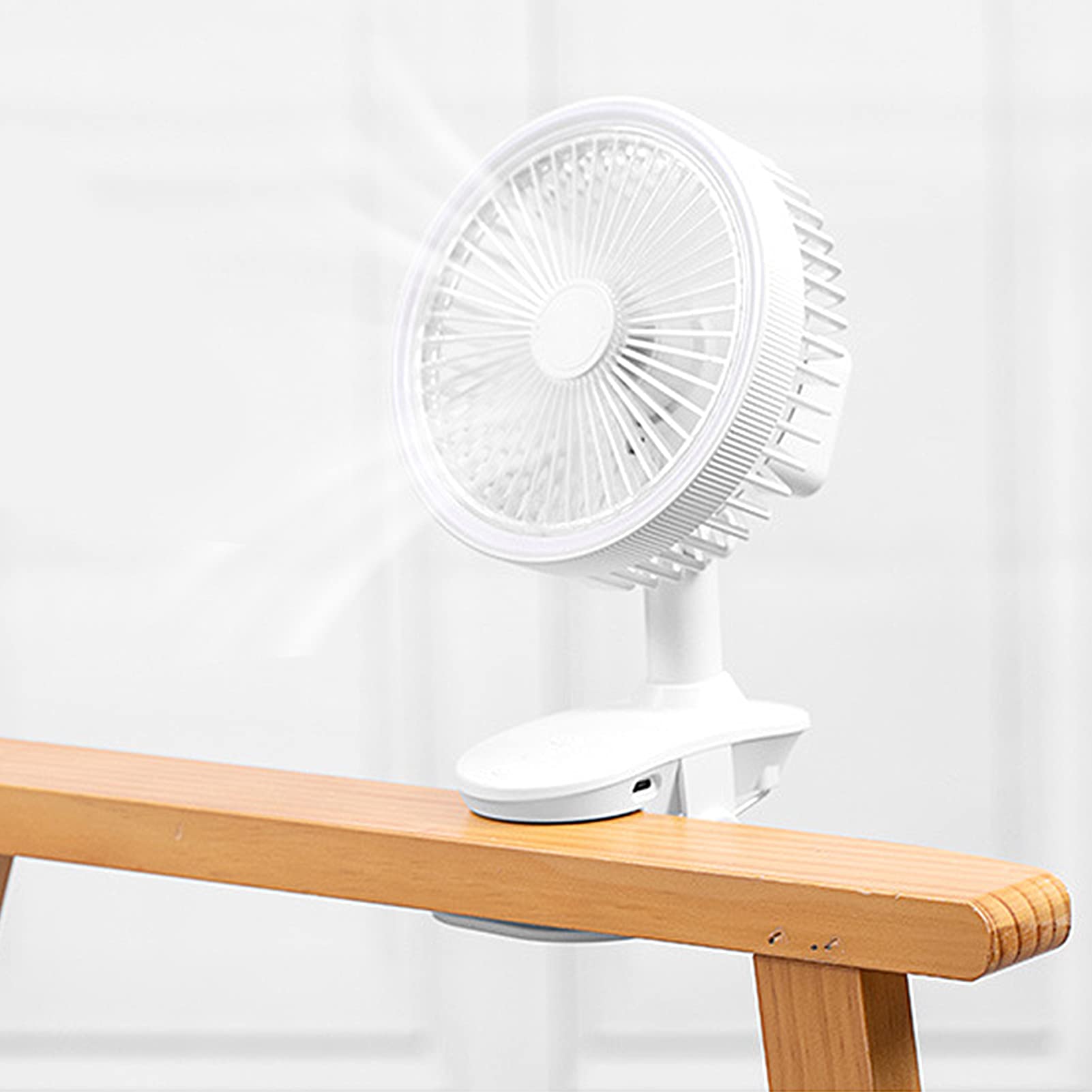 EBTOOLS Mini Oscillating Desk Fan with LED Light - Portable Clip Fan for Home, Office, Dorm & School - White | Perfect for Studying, Working & Sleeping Cool