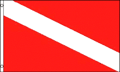 Diver Down Scuba Diver's Flag - 12 x 18 Inch Nylon Dive Flag for Boating & Water Sports - High Visibility Safety Marker for Snorkeling, Scuba Diving & Marine Activities