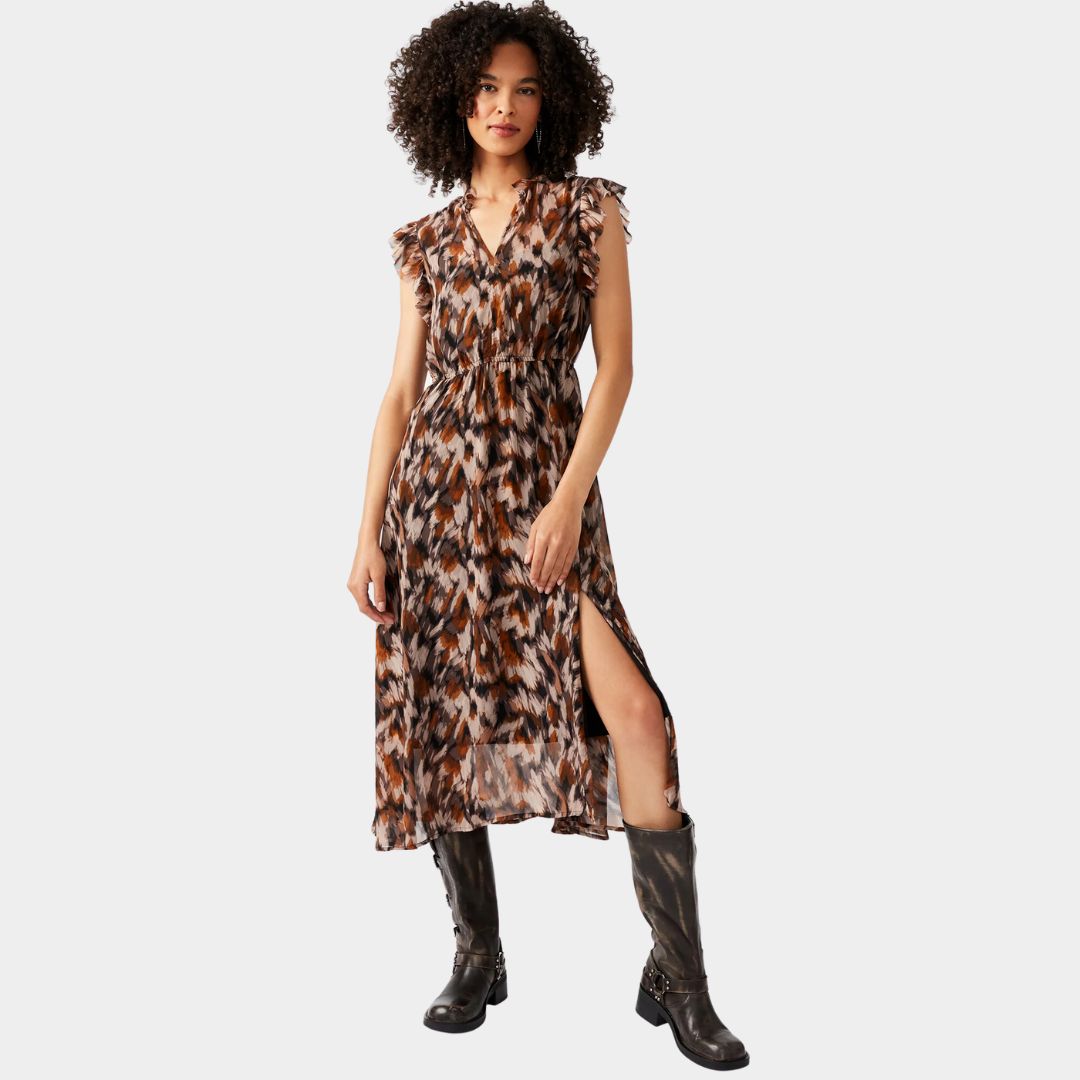 Allegra Women's Casual Dress in Oak Buff - Flowy Boho Style for Summer, Beach, and Vacation Wear