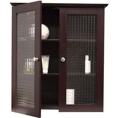 Sturdy Wood Espresso Medicine Cabinet with Glass Doors - Wall Mount Bathroom Storage Organizer with Adjustable Shelves & Double Plating Handles (22