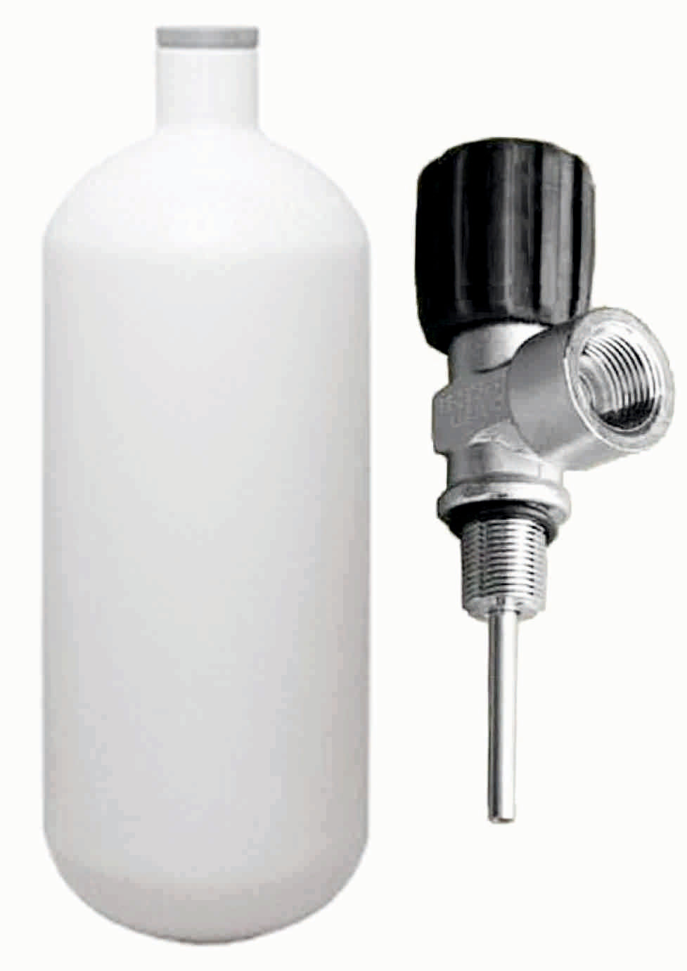 BTS 1 Litre 300 Bar High Pressure Cylinder with Top Handled DIN Valve S16716673 - Perfect for Scuba Diving, Paintball & Industrial Gas Storage