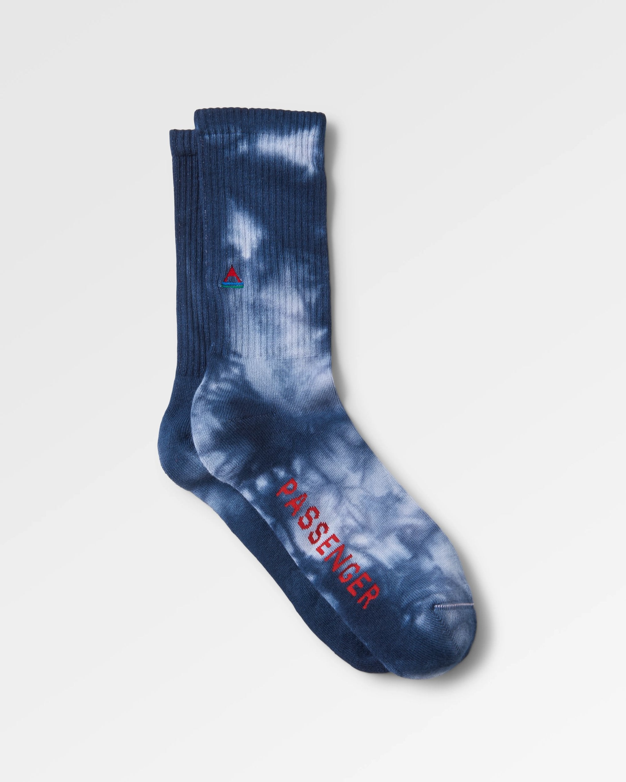 Organic Cotton Midweight Crew Socks - Tie Dye Deep Navy Blue - Comfortable & Breathable for Men & Women - Perfect for Hiking, Yoga & Everyday Wear
