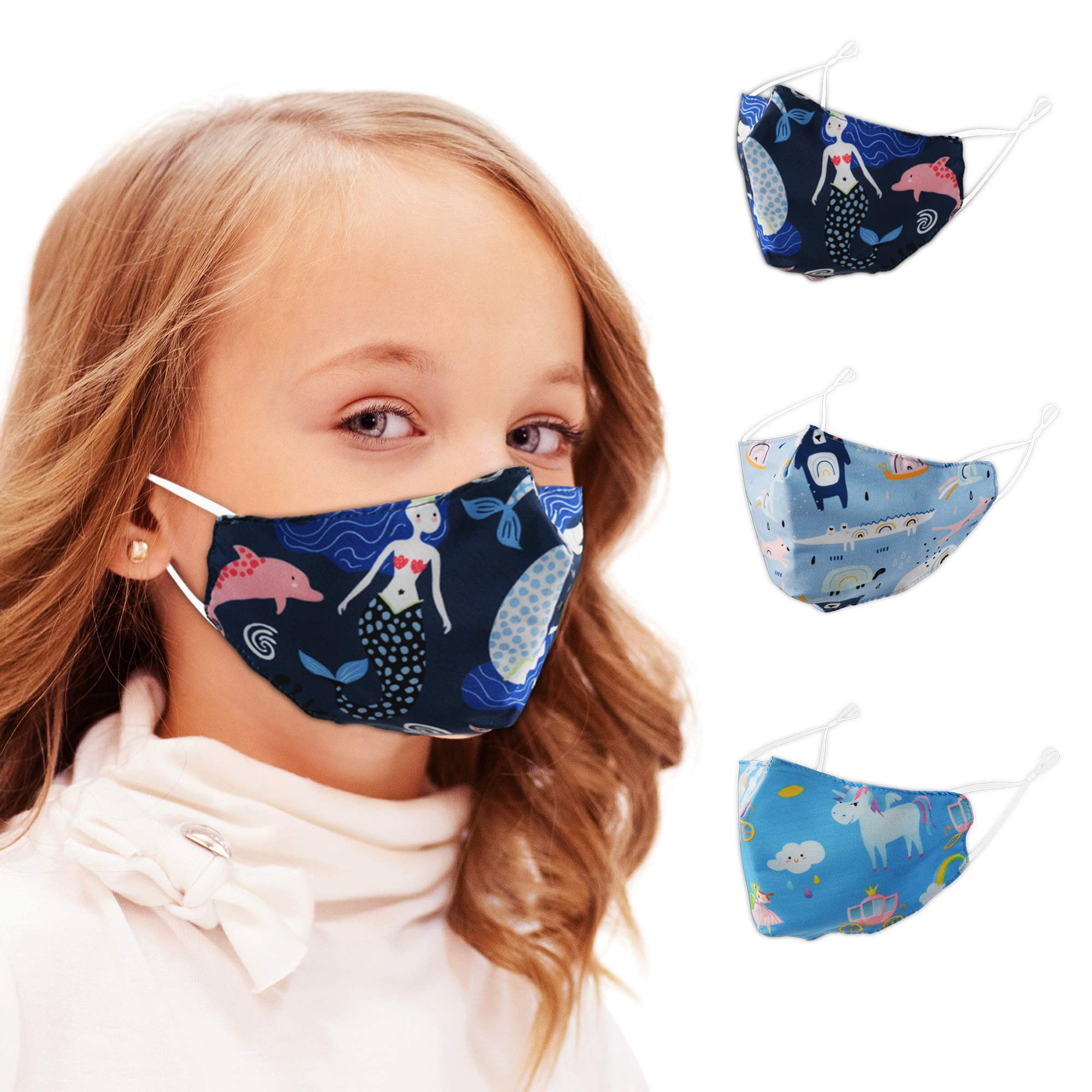 KC Cubs Kids Face Mask 3-Pack - Washable Cotton for School & Travel