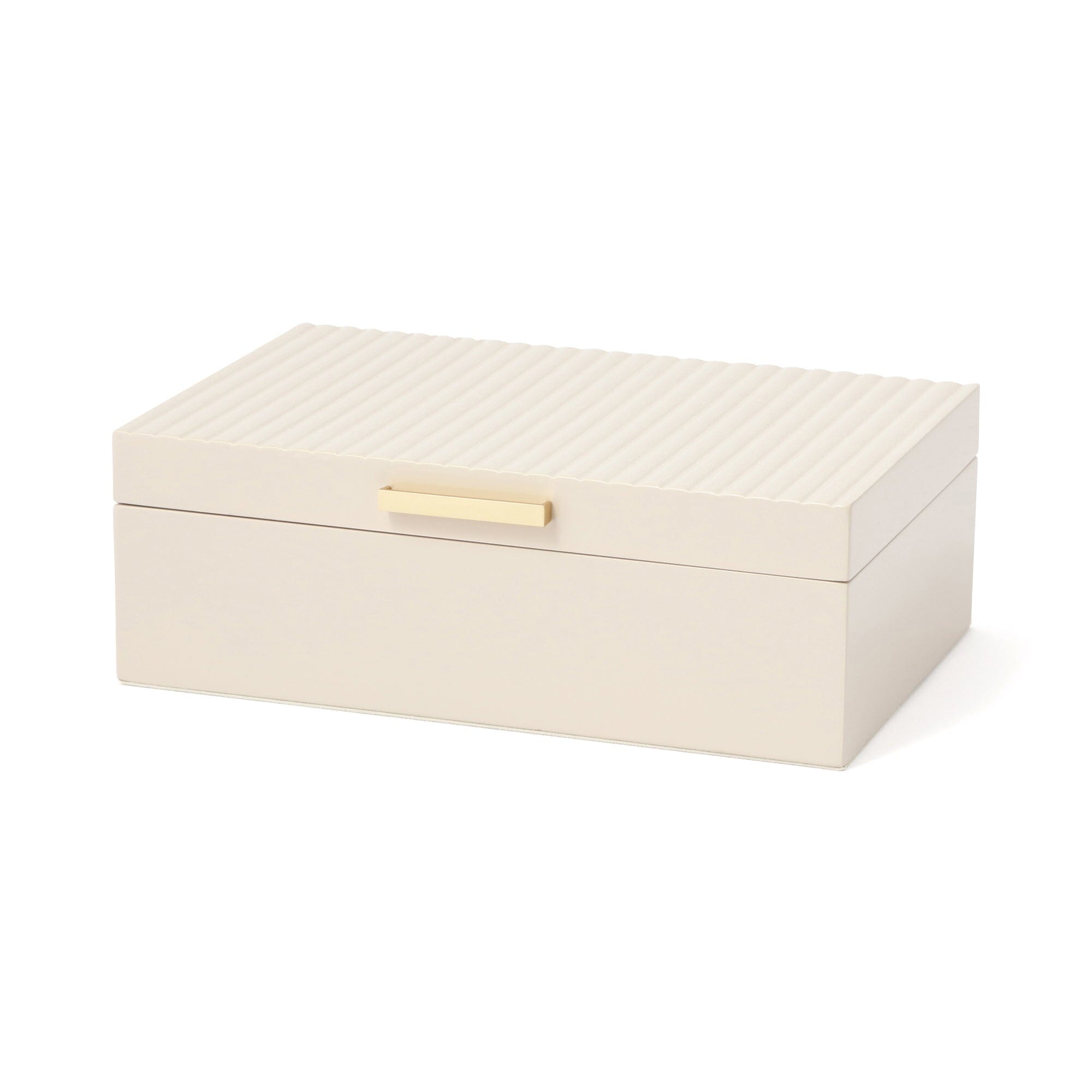 Elegant Pink Lacquer Stripe Jewelry Box - Large Storage Organizer for Necklaces, Rings & Earrings - Perfect for Bedroom Vanity, Dresser Top & Gift Giving