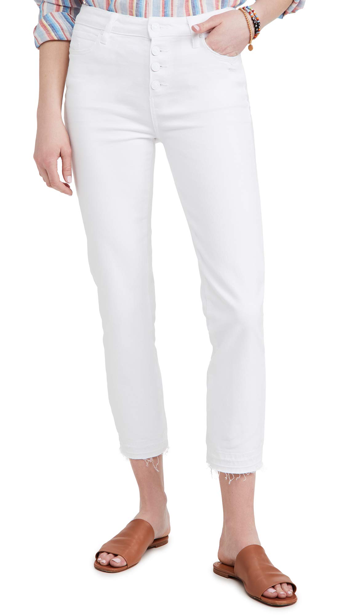 PAIGE Women's Cindy Crop Jeans - High Waist Distressed Denim Skinny Jeans for Women | Trendy Casual & Night Out Outfits