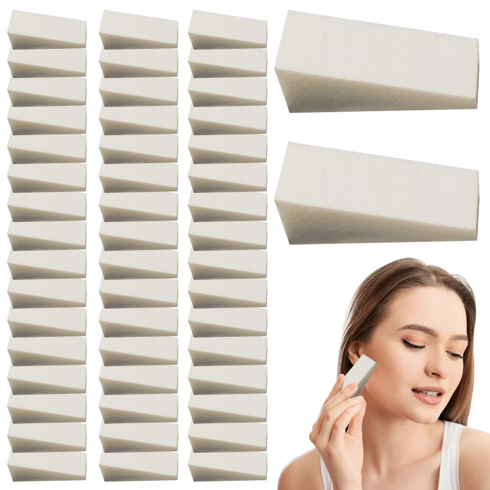 50Pcs Latex-Free Makeup Sponges - Soft Wedge Beauty Blenders for Liquid & Powder Foundation, Concealer - Perfect for Professional Makeup Application & Travel Kit Essentials