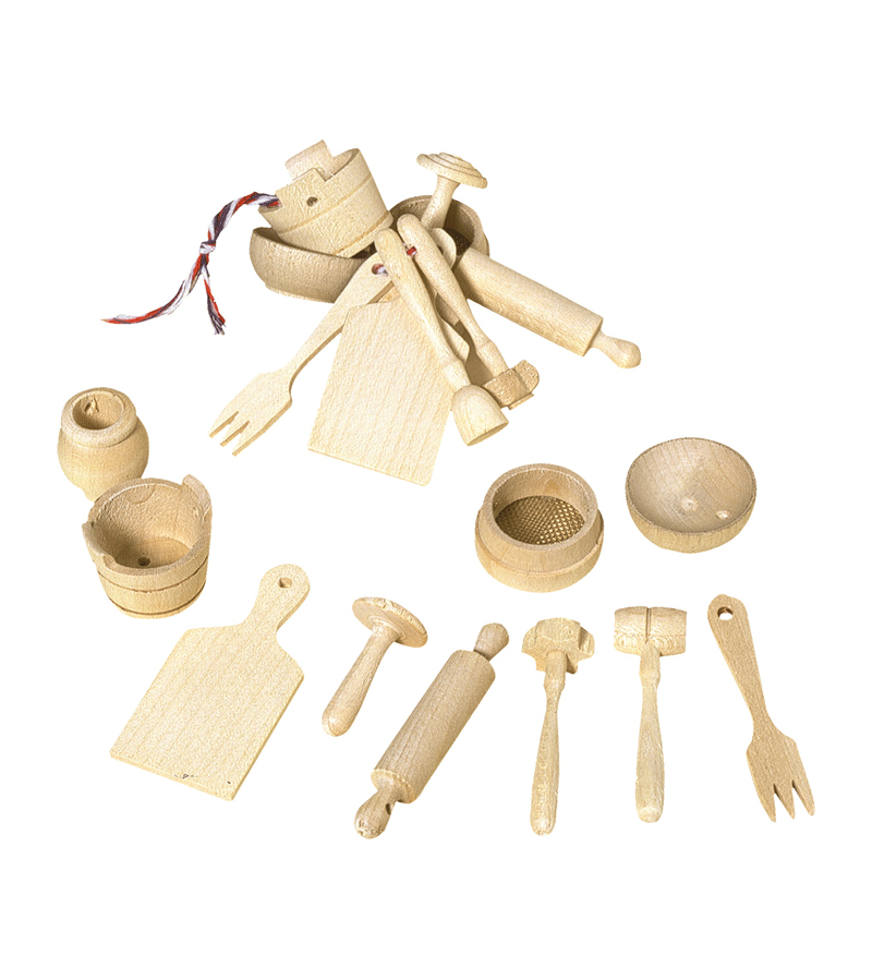 Redecker 10-Piece Miniature Wooden Kitchen Utensil Set - Perfect for Cooking, Baking & Small Space Kitchens