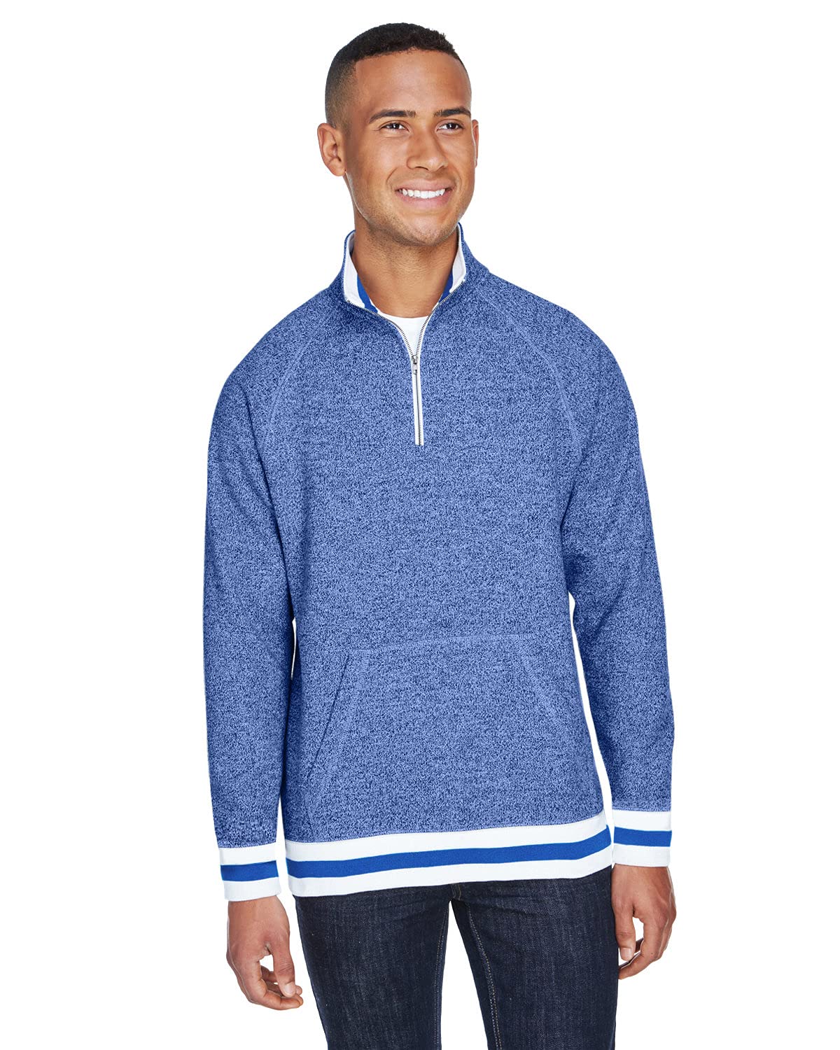 J. America Men's Peppered Fleece Quarter-Zip Pullover - Soft & Warm Winter Casual Jacket for Outdoor Activities & Lounge Wear
