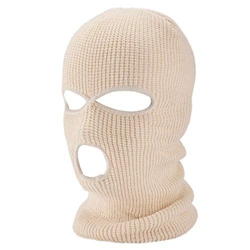 3 Hole Winter Knitted Ski Mask - Warm Full Face Cover Balaclava for Adults | Windproof Cold Weather Face Mask for Outdoor Sports, Skiing, Snowboarding & Motorcycling