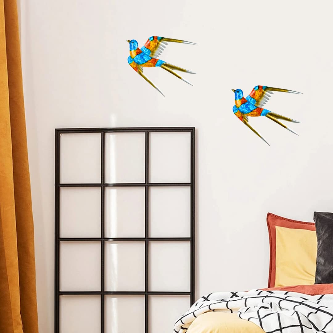 2 Pack Metal Swallow Wall Decor - 12 Inch Rustic Bird Ornaments for Home, Bathroom, Garden & Patio Fence - Perfect for Farmhouse, Boho & Outdoor Decoration