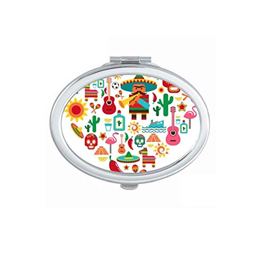 DIYthinker Portable Folding Double-Sided Makeup Mirror with Sombrero & Flamingo Design - Perfect for Travel, Home Vanity, and Mexican-Themed Parties