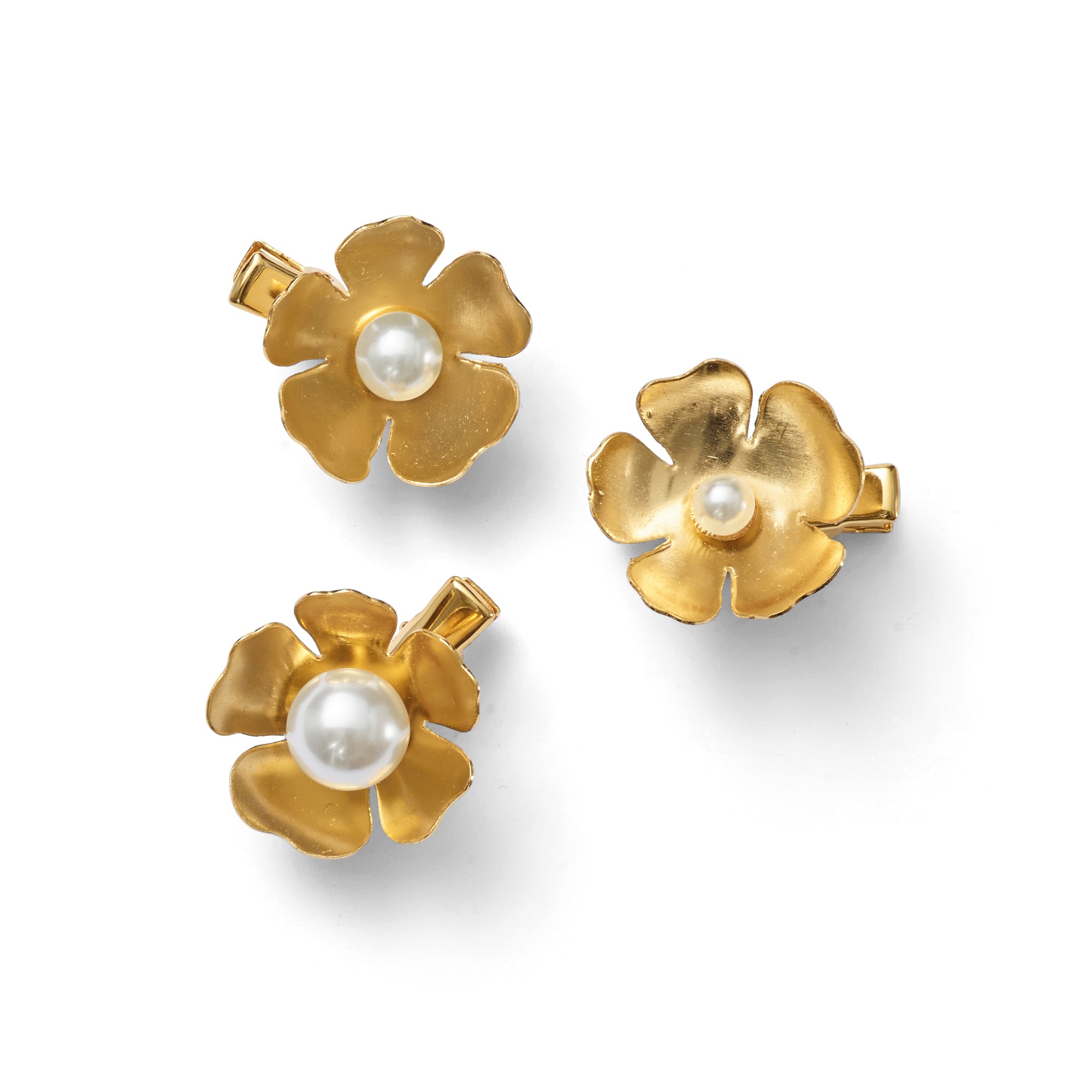 Philippa Pearl Flower Hair Clips Set of 3 - Elegant Floral Hair Accessories for Women & Girls - Perfect for Weddings, Parties & Everyday Styling