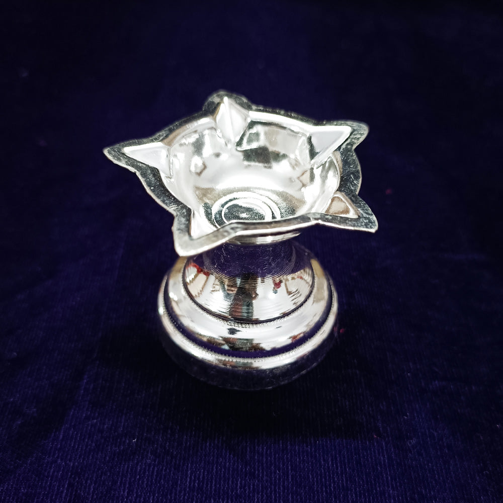 925 Silver Panchmukhi Diya - Handcrafted Hindu Pooja Diya for Home Temple, Festivals & Spiritual Ceremonies (Design 12) | Perfect for Diwali, Puja & Meditation