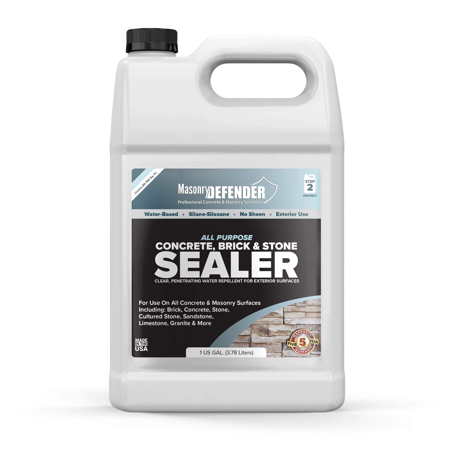 Premium All-Purpose Brick Stone & Concrete Sealer - Transparent Penetrating Waterproof Coating for Outdoor Masonry, Patio, Driveway & Walkway - 1 Gallon - Protects Against Water Damage, Stains & Weathering for Long-Lasting Surface Protection