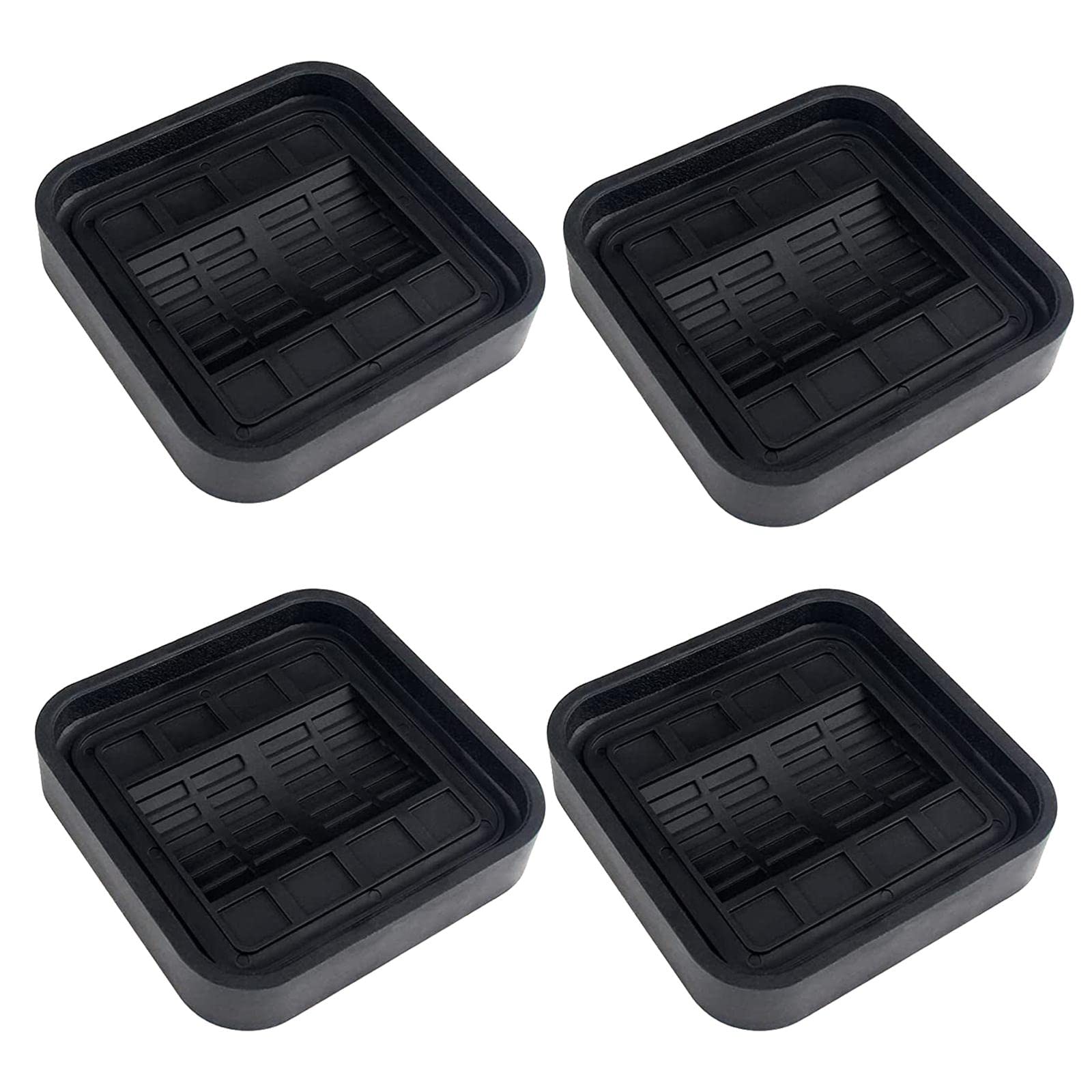 Gazechimp 4Pcs Square Rubber Furniture Caster Cups - Non-Slip Floor Protectors for Hardwood & Carpet - Heavy Duty Wheel Stoppers for Chairs, Sofas & Office Furniture (Black)