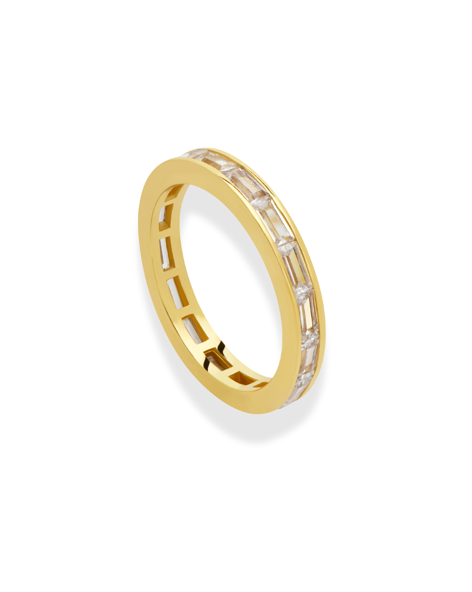 Bianca Baguette Eternity Ring - 14K Gold Stackable Wedding Band for Women, Perfect for Anniversary, Engagement & Everyday Elegance