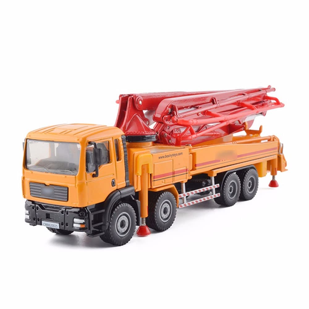 DJLAV 1:55 Scale Die-Cast Alloy Engineering Vehicle Model - Concrete Pump Truck Toy for Kids & Adults, Perfect Gift for Boys & Girls | Construction Site Play, STEM Learning & Collector's Display