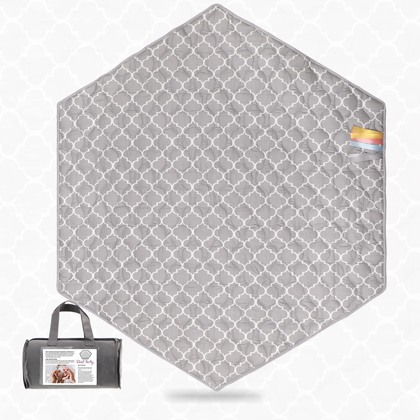 Hexagonal Baby Play Mat 59 Inch - Non-Slip Kids Play Yard Mat for POP N GO & California Beach Co Playpens | Portable with Carry Bag | Visual Stimulation Toy for Infants & Toddlers | Perfect for Indoor Playrooms, Daycare Centers & Outdoor Picnics