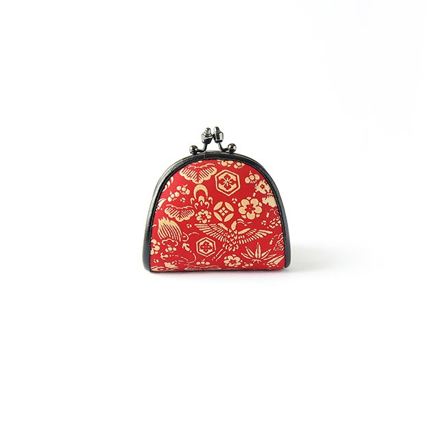 Japanese Koshu Inden Deerskin Leather Coin Purse with Urushi Lacquer Clasp - Red Good Luck Charm Wallet, Made in Japan, Traditional Gamaguchi Change Purse for Everyday Use, Travel & Gift Giving
