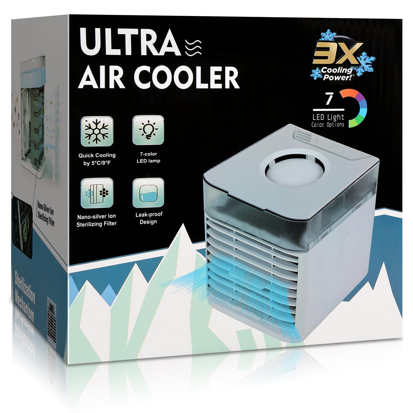 Portable Air Conditioner & Evaporative Cooler Fan - Personal Mini AC Unit with Water Ice Cooling for Home, Office, Bedroom, Tent - Perfect for Summer, Hot Weather & Indoor Outdoor Use