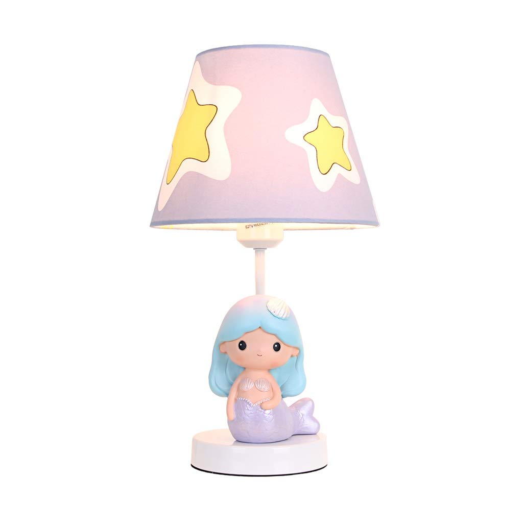 Creative Cute Mermaid Table Lamp for Kids - Dimmable LED Bedside Lamp, Eye Protection Study Light, Minimalist Design for Girls' Bedroom, Perfect for Reading, Learning, and Nighttime Comfort (Button Switch)