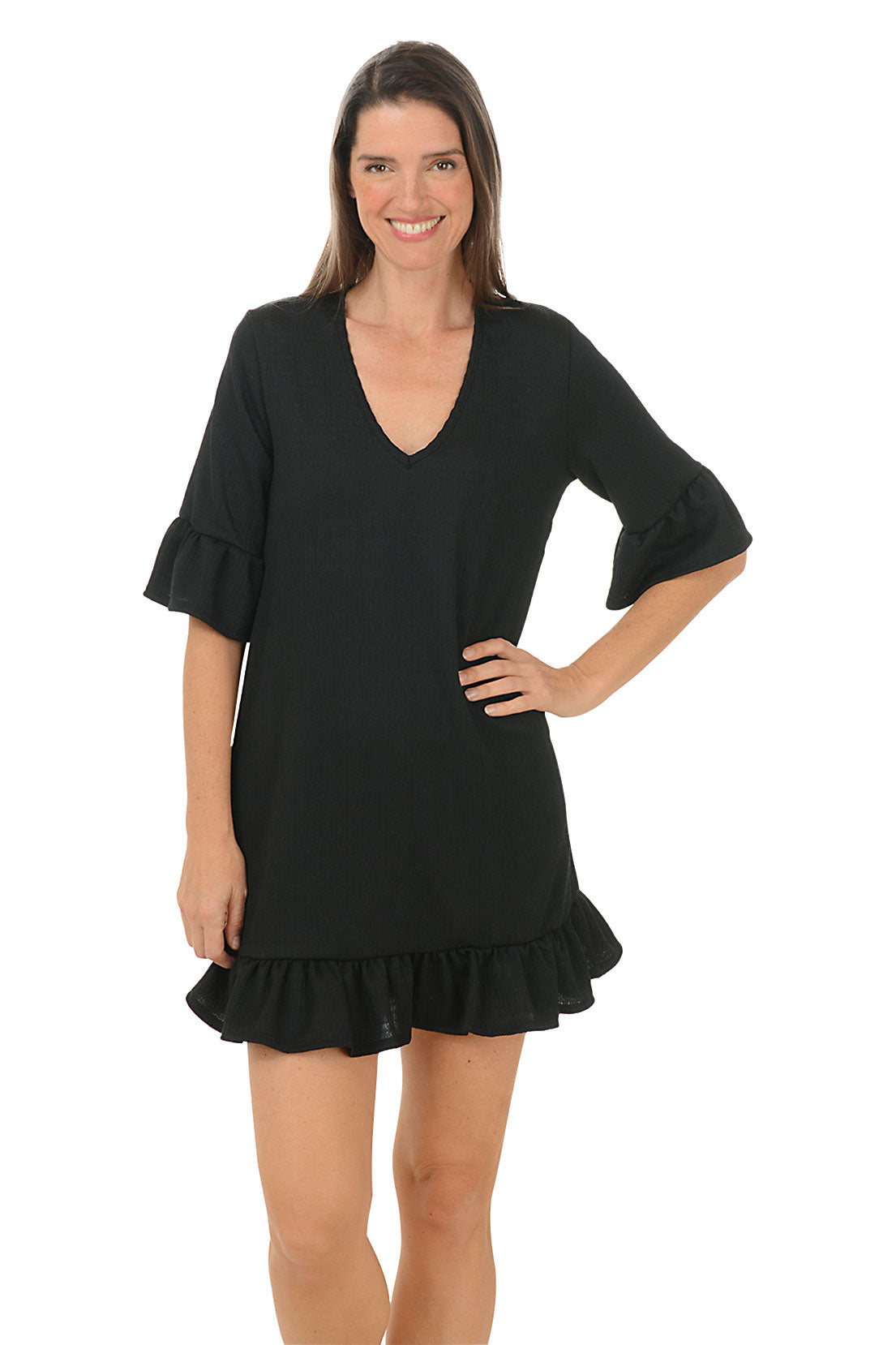 Stylish Crinkle Flounce Dress Cover Up - Perfect for Beach, Pool, and Summer Outfits