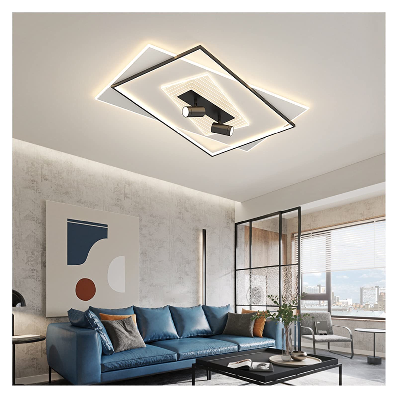 Modern LED Chandelier Ceiling Light - 110x89cm Square Surface Mount Fixture for Bedroom & Living Room | Energy Efficient Cool White Lighting | Perfect for Home Decor & Ambient Lighting