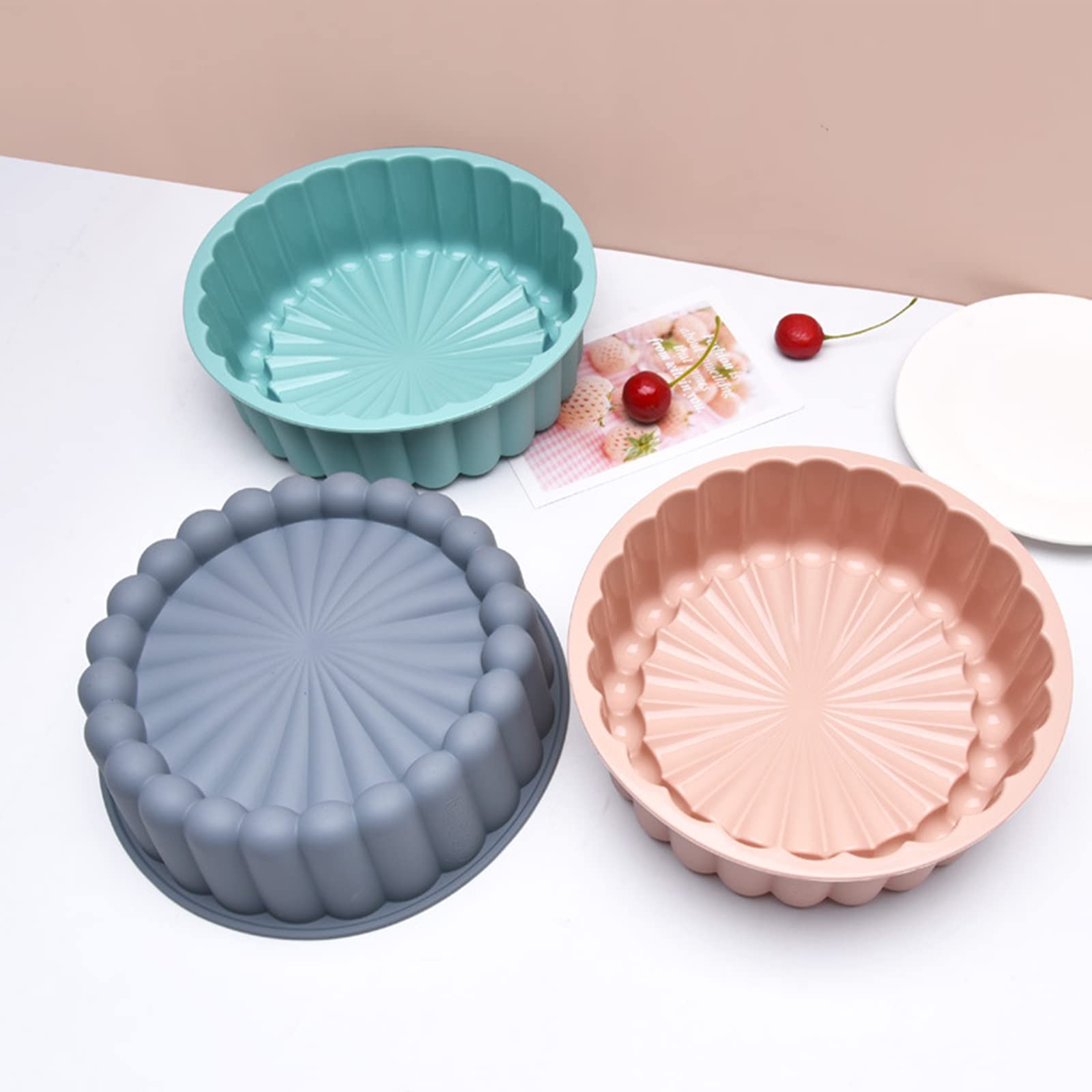 Kemengsuer 8 Inch Round Cake Pans 3 Pack - Nonstick Silicone Baking Molds for Layer Cakes, Cheesecakes & Chocolate Cakes | Quick Release & Easy Clean | Perfect for Birthday Parties, Wedding Cakes & Home Baking