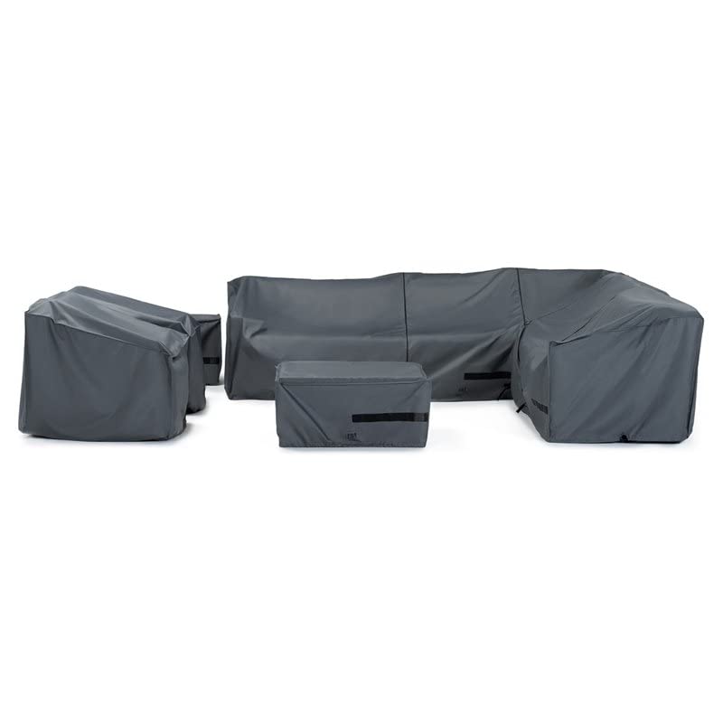 RST Brands Deco 9-Piece Waterproof Polyurethane Sectional Sofa Cover Set - Durable Gray Outdoor Furniture Protector for Patio, Garden & Living Room - UV, Rain & Stain Resistant - Perfect for Entertaining Guests, Relaxing & Weather Protection