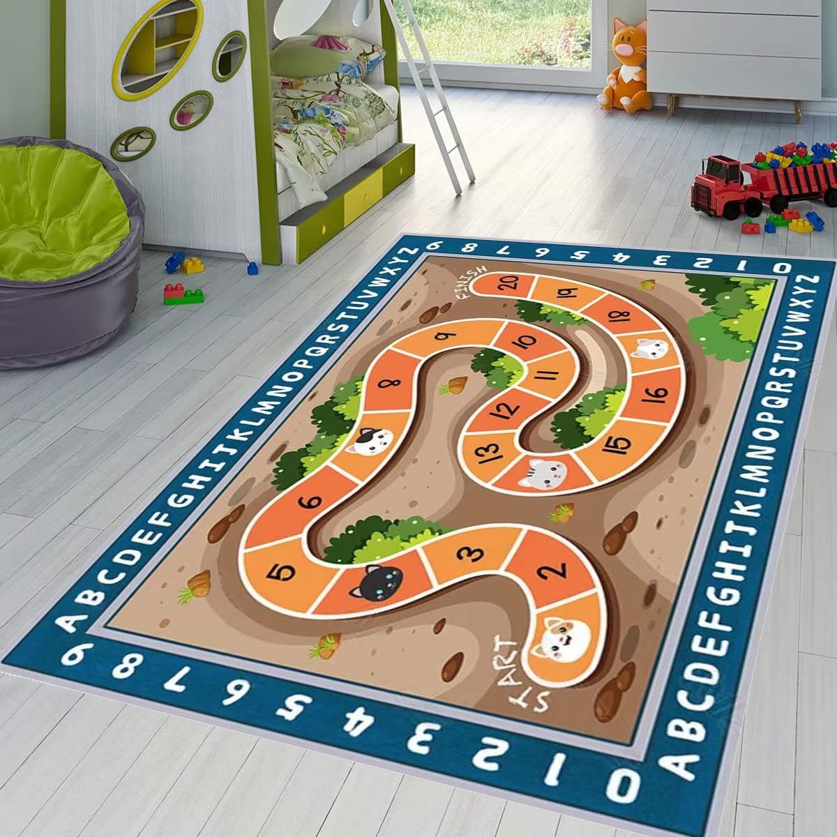 ABC Letters & Numbers Educational Play Rug for Kids - 180x270cm (71x106in) Non-Slip Learning Carpet for Bedroom, Playroom & Nursery | Perfect for Early Childhood Education & Toddler Playtime