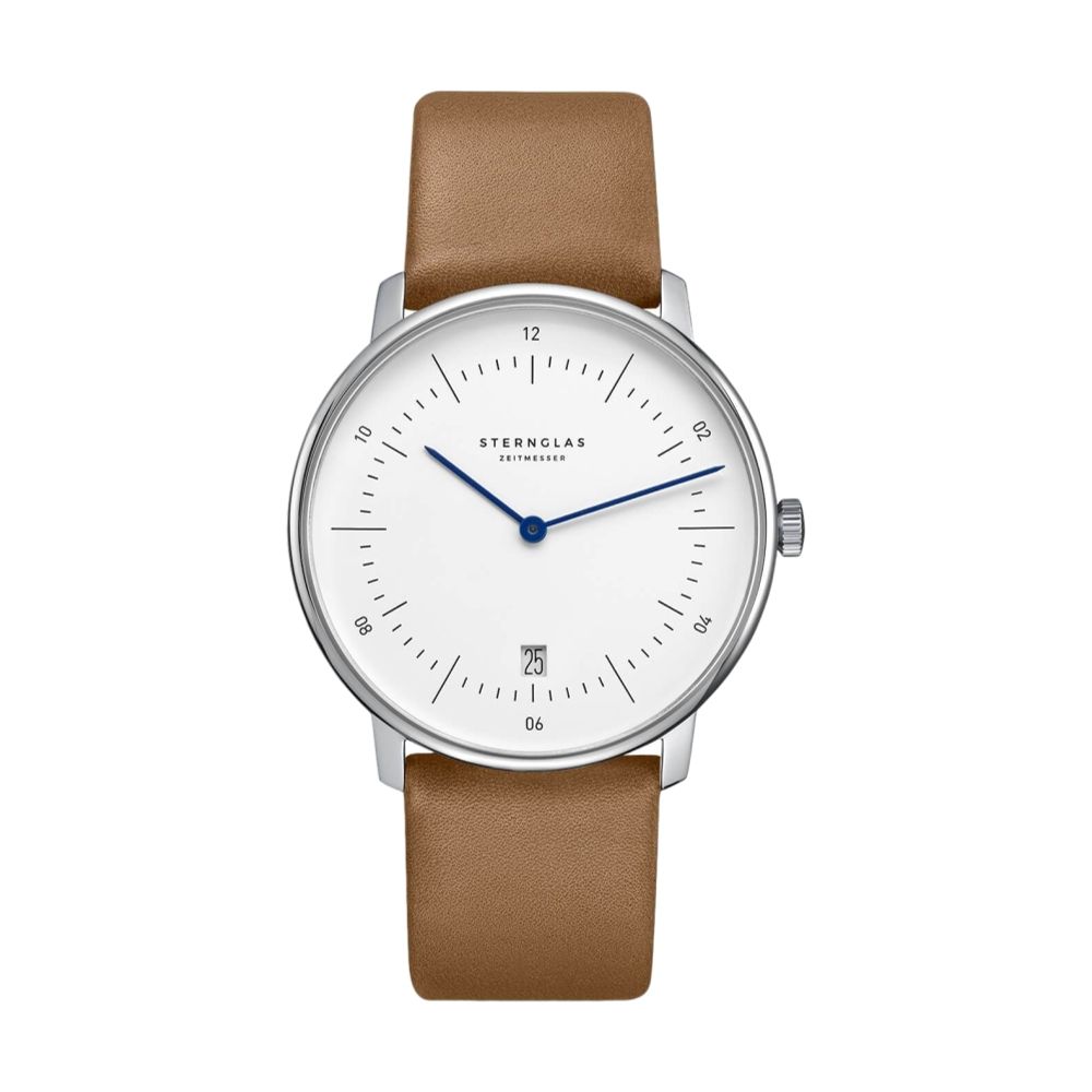 Naos White Dial Tan Strap Watch - Minimalist Analog Wristwatch for Men & Women - Perfect for Casual Wear, Office & Everyday Use