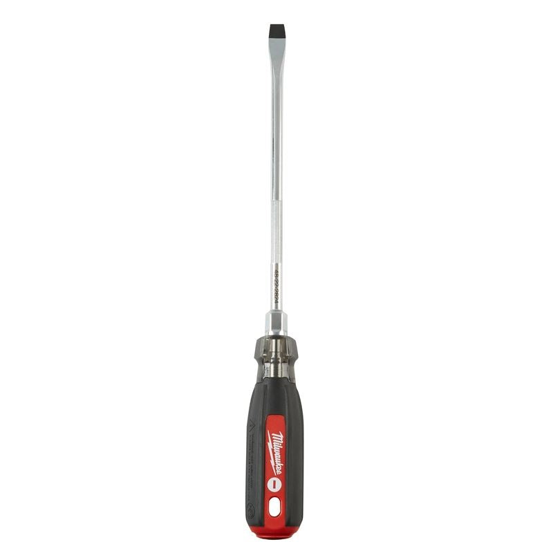 **8-Inch Cushion Grip Slotted Screwdriver - 3/8-Inch Blade - Ergonomic Handle for Comfortable DIY & Professional Use - Perfect for Home Repairs, Woodworking & Automotive Work**