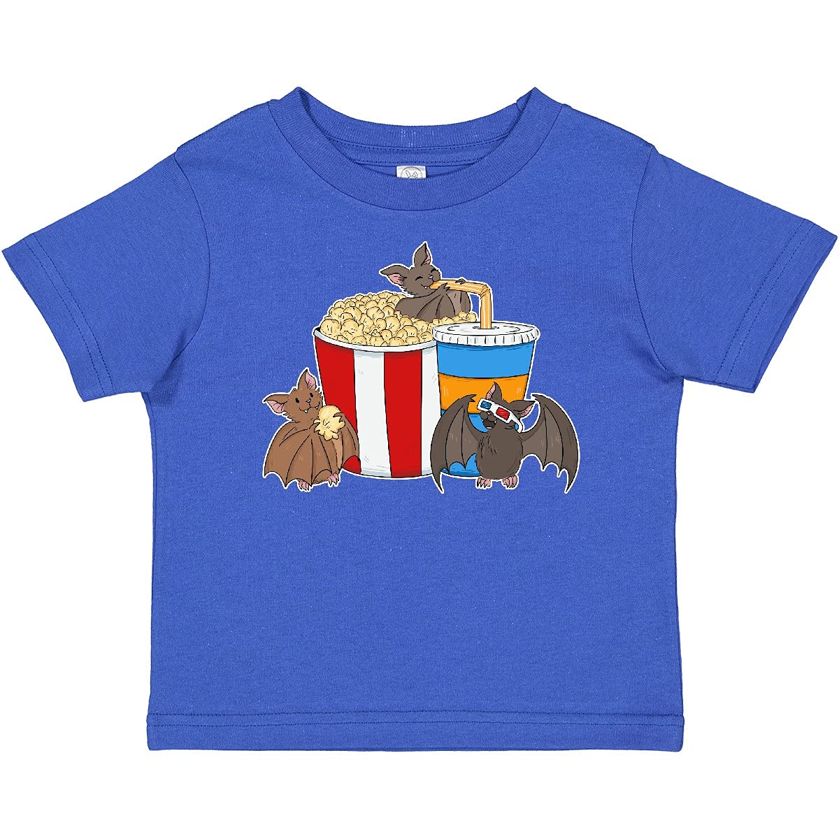 Inktastic Movie Loving Bats with Popcorn and Soda Baby T-Shirt - Cute Bat Design for Movie Nights & Halloween Outfits