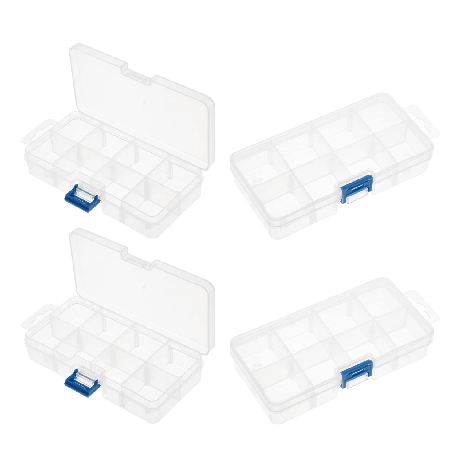 Bettomshin 4-Piece Translucent Plastic Tool Box Organizer - 5.5 x 2.8 x 1.2 Inches Hardware Storage for Screws, Bolts, Nuts, Nails, Beads & Jewelry - Perfect for Workshop, Garage, Craft Room and DIY Projects