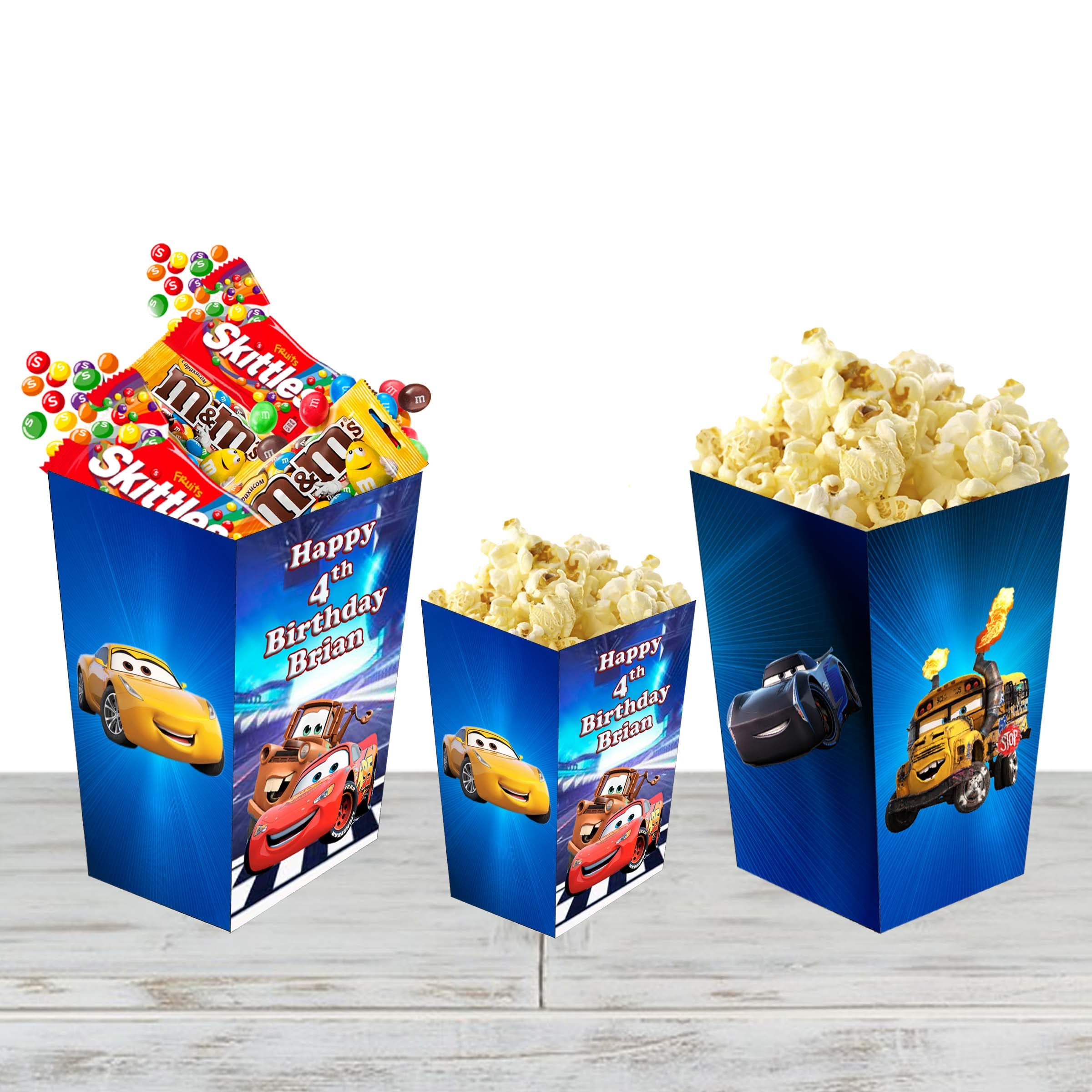 12-Pack Car-Shaped Popcorn and Candy Boxes for Movie Nights, Birthday Parties, and Themed Events