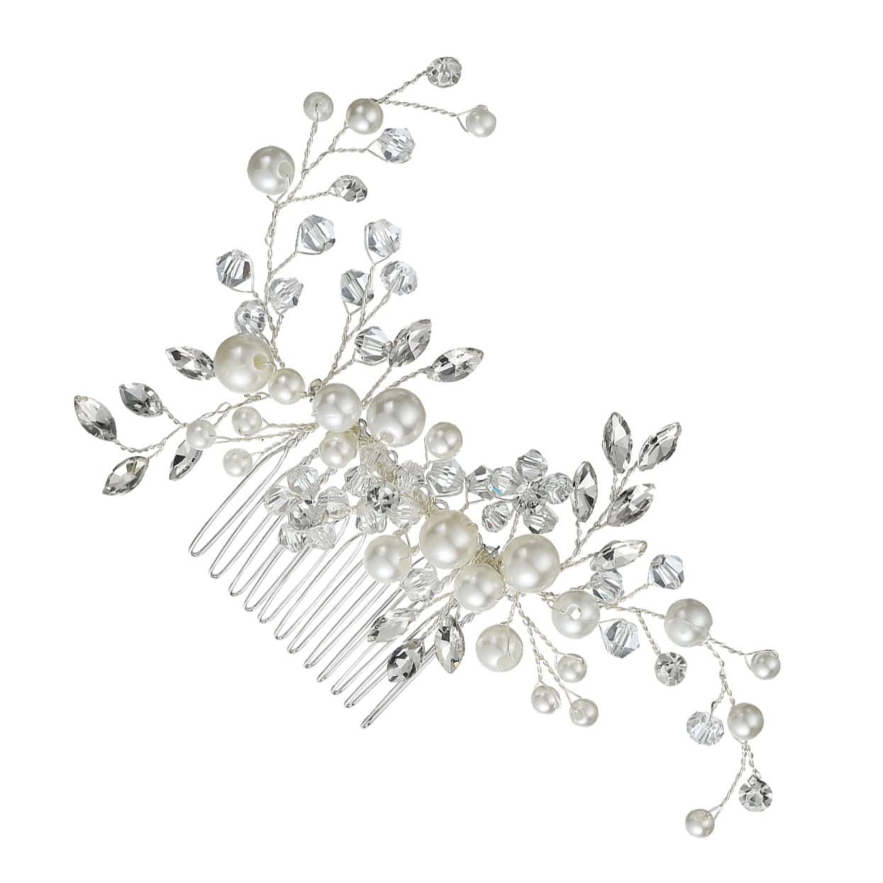 Elegant Bride Pearl Hair Comb - Rhinestone Bridal Headdress for Weddings